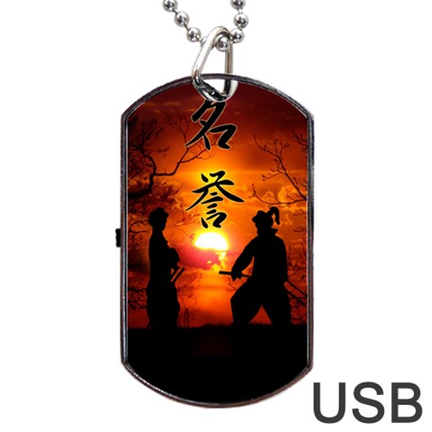 Ninja Sunset Dog Tag USB Flash (Two Sides) from ArtsNow.com Back