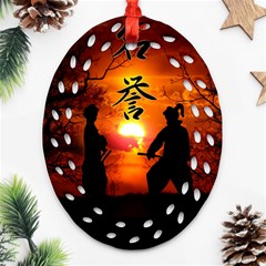 Ninja Sunset Oval Filigree Ornament (Two Sides) from ArtsNow.com Front