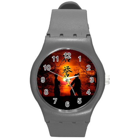 Ninja Sunset Round Plastic Sport Watch (M) from ArtsNow.com Front