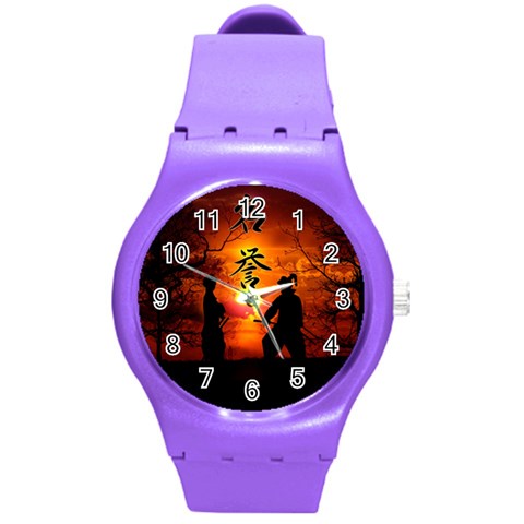 Ninja Sunset Round Plastic Sport Watch (M) from ArtsNow.com Front