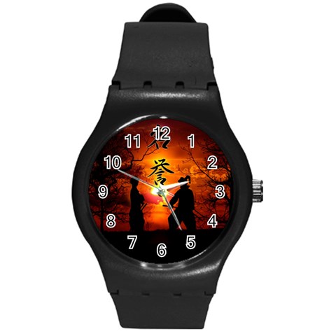 Ninja Sunset Round Plastic Sport Watch (M) from ArtsNow.com Front