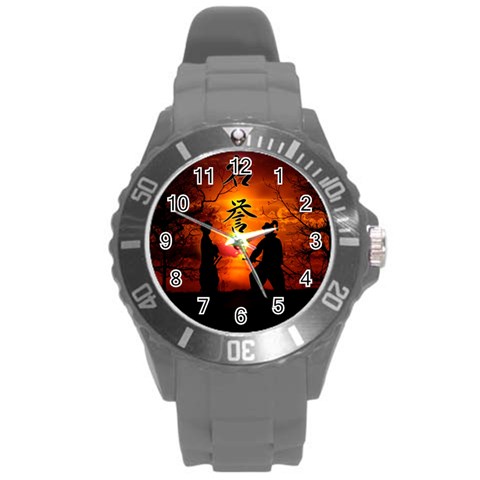 Ninja Sunset Round Plastic Sport Watch (L) from ArtsNow.com Front