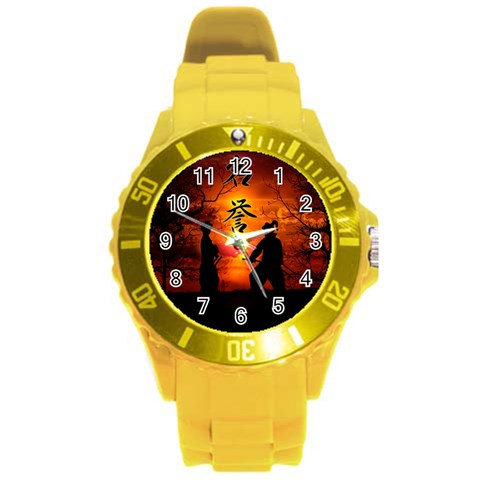 Ninja Sunset Round Plastic Sport Watch (L) from ArtsNow.com Front