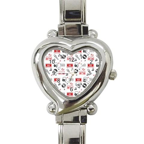 Music Is My Life Heart Italian Charm Watch from ArtsNow.com Front