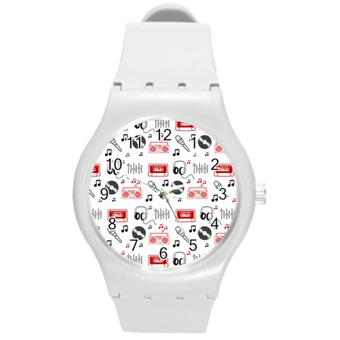 Music Is My Life Round Plastic Sport Watch (M) from ArtsNow.com Front