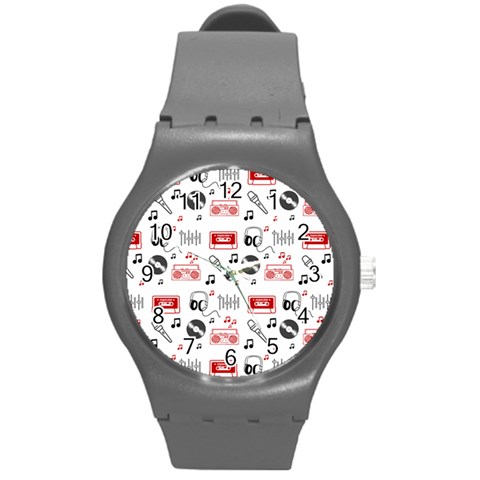 Music Is My Life Round Plastic Sport Watch (M) from ArtsNow.com Front