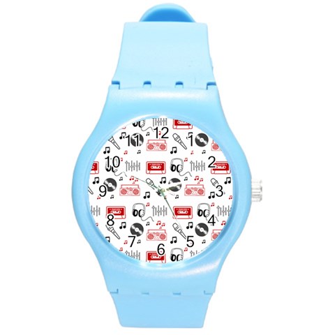 Music Is My Life Round Plastic Sport Watch (M) from ArtsNow.com Front