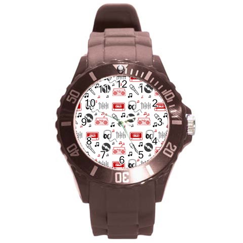 Music Is My Life Round Plastic Sport Watch (L) from ArtsNow.com Front