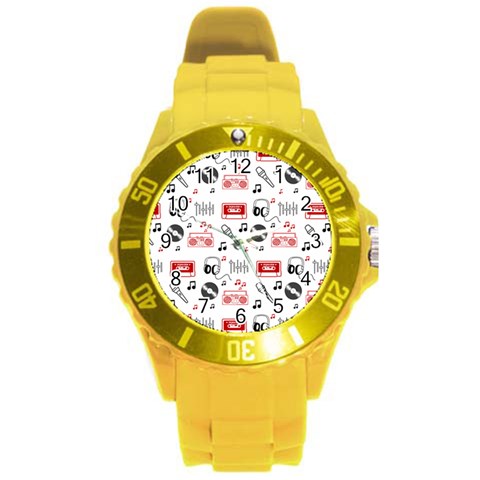 Music Is My Life Round Plastic Sport Watch (L) from ArtsNow.com Front