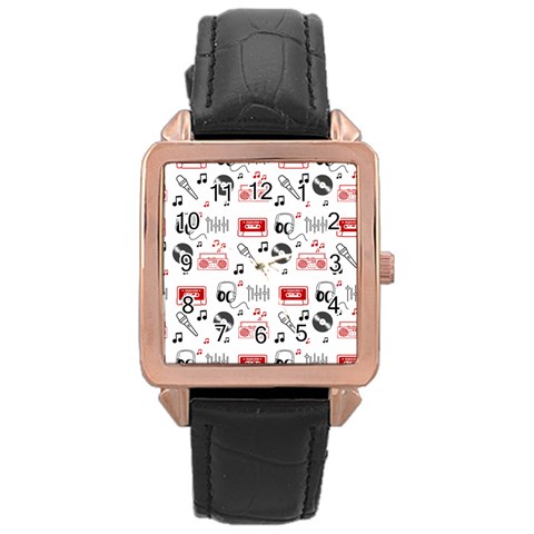 Music Is My Life Rose Gold Leather Watch  from ArtsNow.com Front