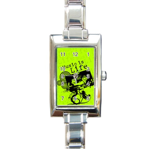 Music Is Life Rectangle Italian Charm Watch from ArtsNow.com Front