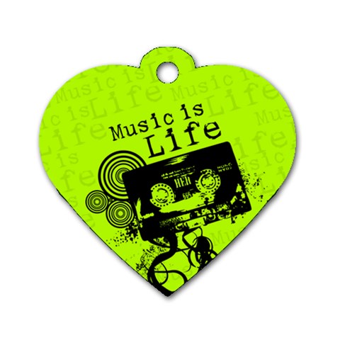 Music Is Life Dog Tag Heart (One Side) from ArtsNow.com Front