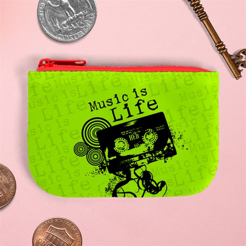 Music Is Life Mini Coin Purse from ArtsNow.com Front