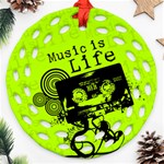 Music Is Life Ornament (Round Filigree)