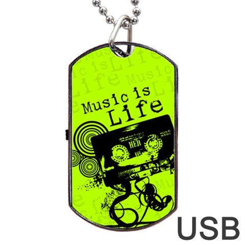 Music Is Life Dog Tag USB Flash (Two Sides) from ArtsNow.com Back