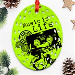 Music Is Life Ornament (Oval Filigree)