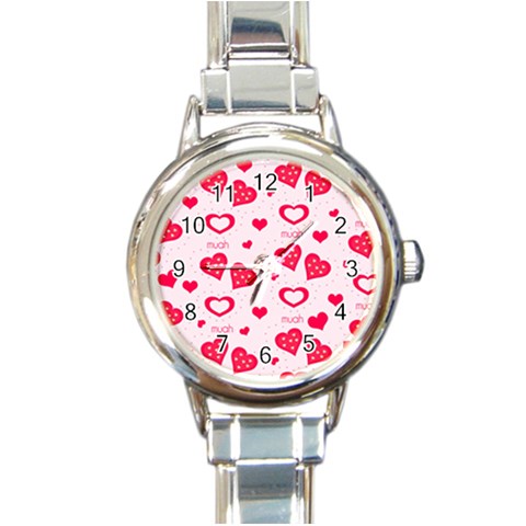 Muah Harts Round Italian Charm Watch from ArtsNow.com Front