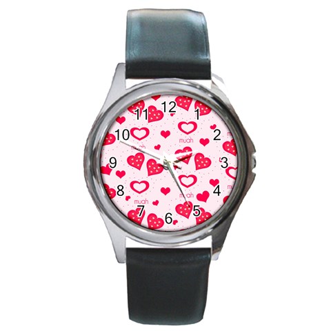 Muah Harts Round Metal Watch from ArtsNow.com Front