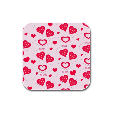 Muah Harts Rubber Square Coaster (4 pack) from ArtsNow.com Front