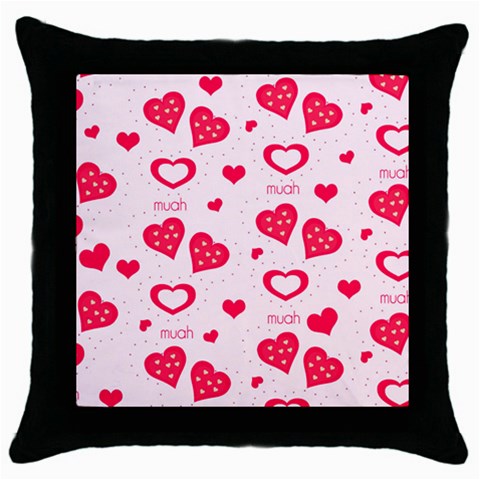 Muah Harts Throw Pillow Case (Black) from ArtsNow.com Front