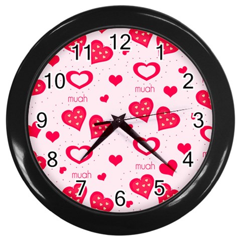 Muah Harts Wall Clock (Black) from ArtsNow.com Front