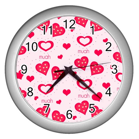 Muah Harts Wall Clock (Silver) from ArtsNow.com Front