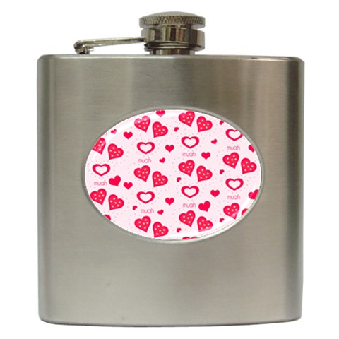 Muah Harts Hip Flask (6 oz) from ArtsNow.com Front