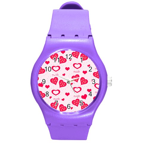 Muah Harts Round Plastic Sport Watch (M) from ArtsNow.com Front