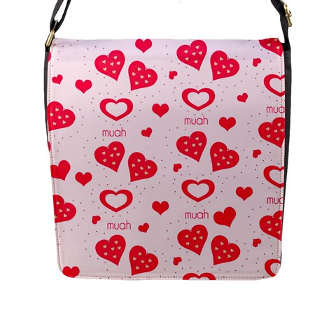 Muah Harts Flap Closure Messenger Bag (L) from ArtsNow.com Front