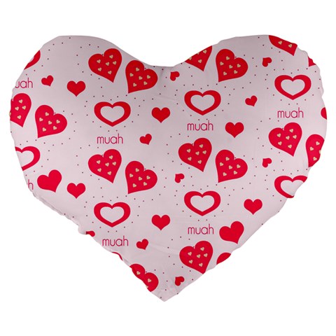 Muah Harts Large 19  Premium Flano Heart Shape Cushion from ArtsNow.com Back