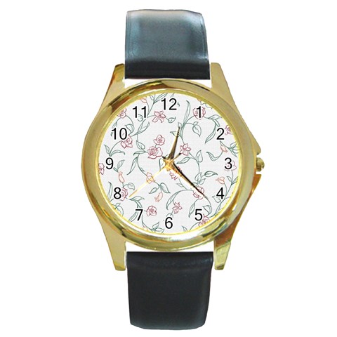 fl_cl_040a Round Gold Metal Watch from ArtsNow.com Front