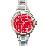 canadian maple leaves  Round Italian Charm Watch