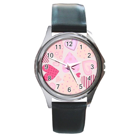 love05_bg3 Round Metal Watch from ArtsNow.com Front