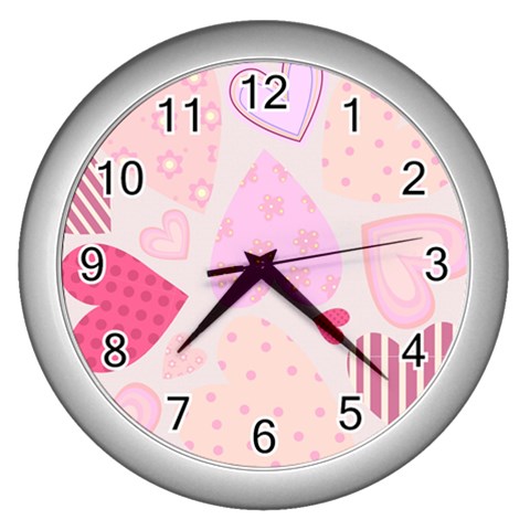 love05_bg3 Wall Clock (Silver) from ArtsNow.com Front