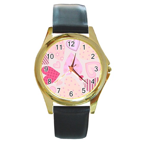 love05_bg3 Round Gold Metal Watch from ArtsNow.com Front