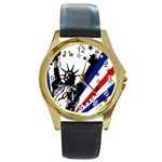 Statue of Liberty Round Gold Metal Watch