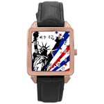 Statue of Liberty Rose Gold Leather Watch 