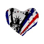 Statue of Liberty Standard 16  Premium Flano Heart Shape Cushion 