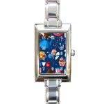 Usa 4th July America Independence Day Rectangle Italian Charm Watch