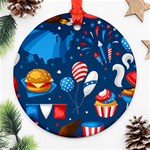 Usa 4th July America Independence Day Ornament (Round)