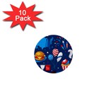 Usa 4th July America Independence Day 1  Mini Button (10 pack) 