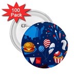 Usa 4th July America Independence Day 2.25  Button (100 pack)