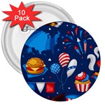 Usa 4th July America Independence Day 3  Button (10 pack)