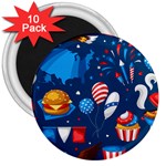 Usa 4th July America Independence Day 3  Magnet (10 pack)