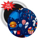 Usa 4th July America Independence Day 3  Magnet (100 pack)