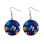 Usa 4th July America Independence Day 1  Button Earrings