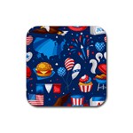 Usa 4th July America Independence Day Rubber Coaster (Square)