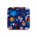 Usa 4th July America Independence Day Rubber Square Coaster (4 pack)