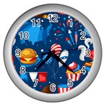 Usa 4th July America Independence Day Wall Clock (Silver)