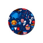 Usa 4th July America Independence Day Rubber Coaster (Round)